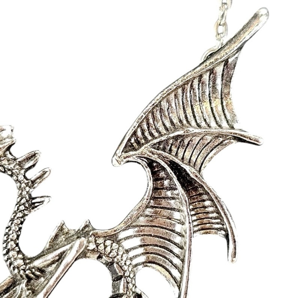 Goth Witchy Dragon Heart Crystal Pendant Necklace Halloween Cosplay - Picture 11 of 13